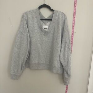 Aerie Light Gray V-Neck Sweater